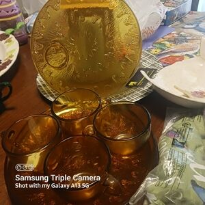 Amber Vintage Indiana glass set of 4
